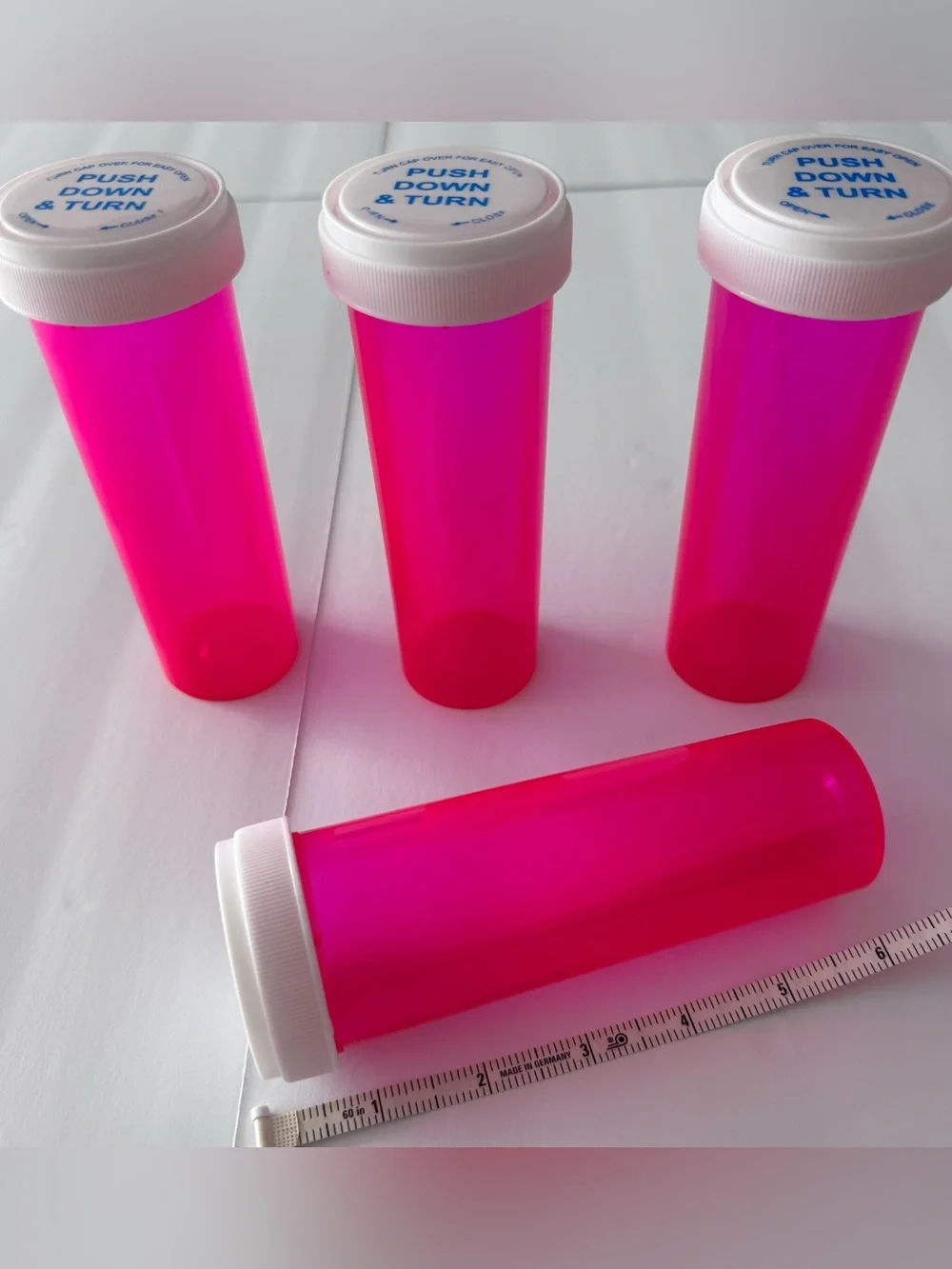 4 EXTRA-LARGE HOT PINK RX-STYLE PARTY FAVOR BOTTLES